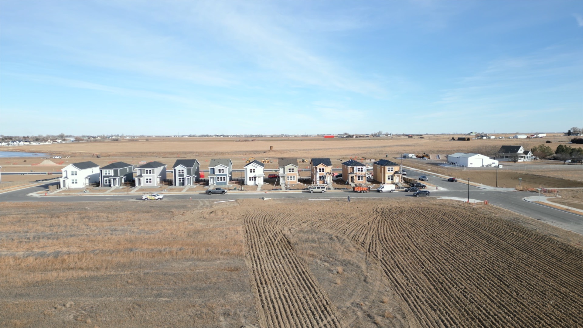 Row of houses being built